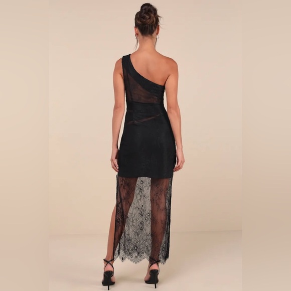 Lulu's Black One-Shoulder Lace Dress - Picture 10 of 10